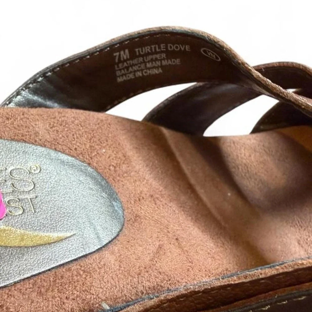 Aerosoles Heelrest Turtle Dove Brown Leather Strappy Block Heel Sandals 7M